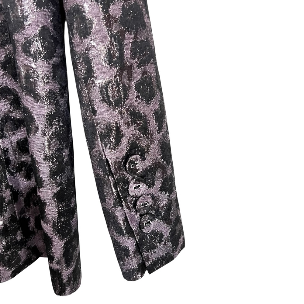 Tanya Taylor Annaliese Metallic Leopard Print Blazer Womens 8 New Purple Black - Picture 4 of 9